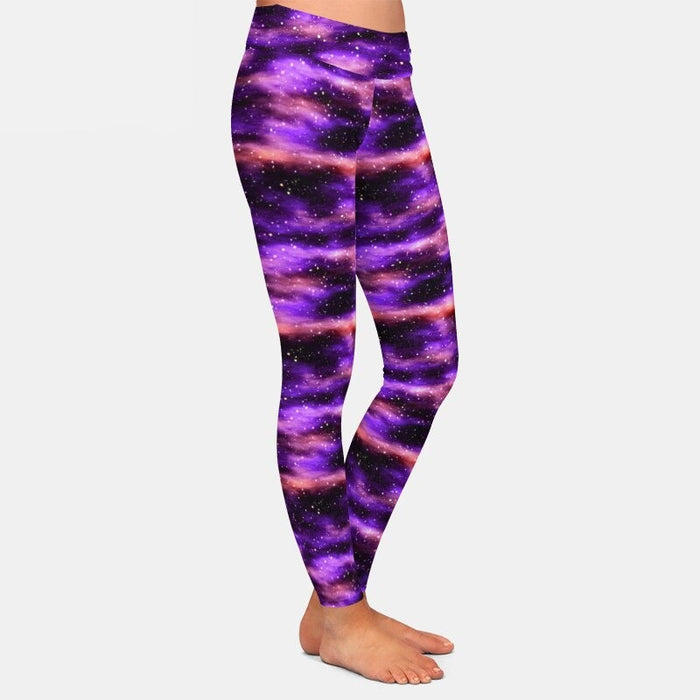 Ladies Milk Silk Beautiful Midnight Galaxy Printed Leggings