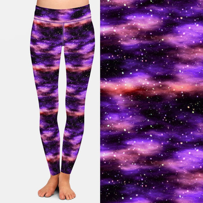 Ladies Milk Silk Beautiful Midnight Galaxy Printed Leggings