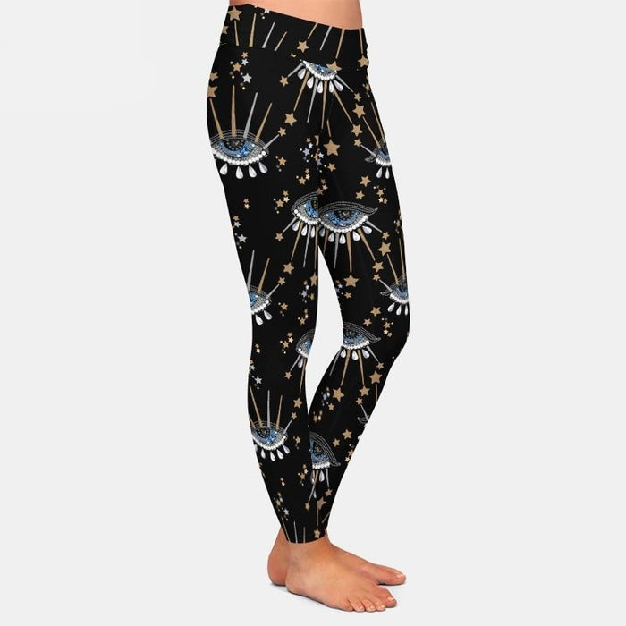 Ladies Milk Silk Magical Eyes Printed Leggings