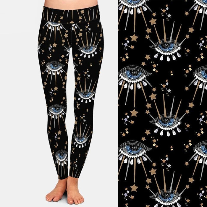 Ladies Milk Silk Magical Eyes Printed Leggings