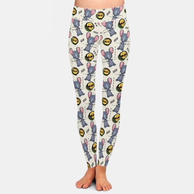 Ladies NEW 3D Cute Mouse Printed Soft Leggings