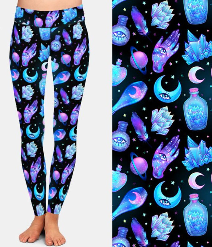 Ladies New Magic Moon & Crystals Leggings