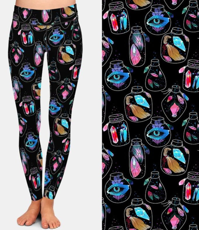 Ladies New Magic Moon & Crystals Leggings