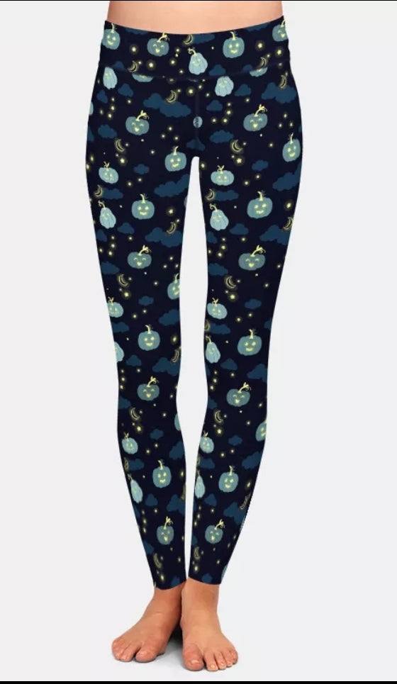 Ladies Night Pumpkins Printed Leggings