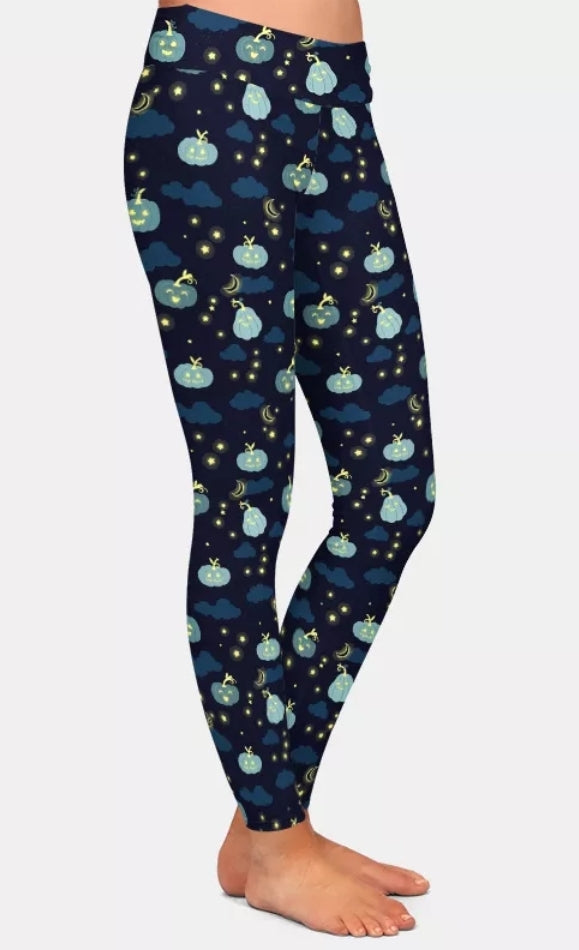 Ladies Night Pumpkins Printed Leggings