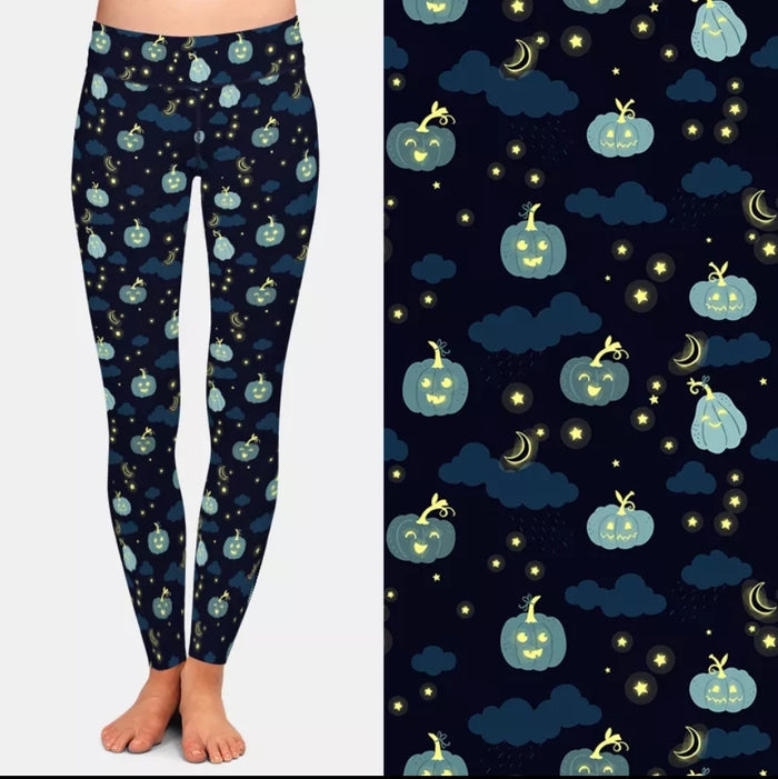 Ladies Night Pumpkins Printed Leggings