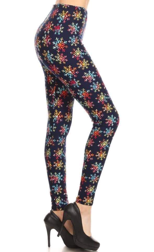 Ladies One Size Rainbow Snowflake Leggings