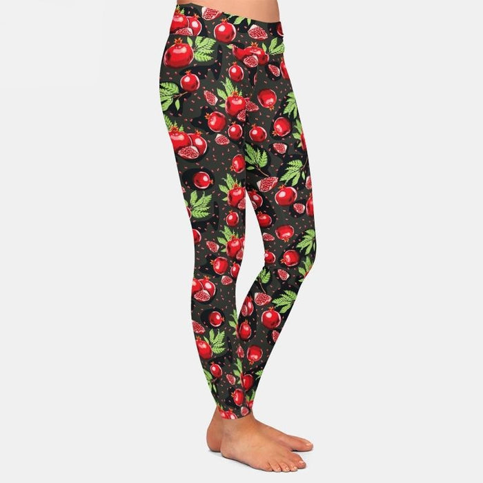 Ladies Pomegranate Printed Milk Silk Leggings