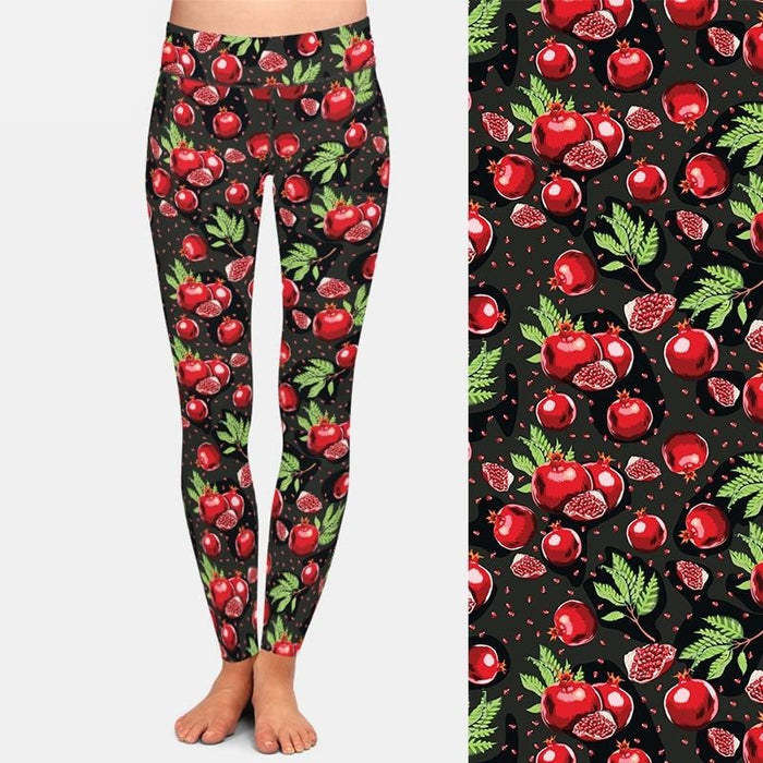 Ladies Pomegranate Printed Milk Silk Leggings