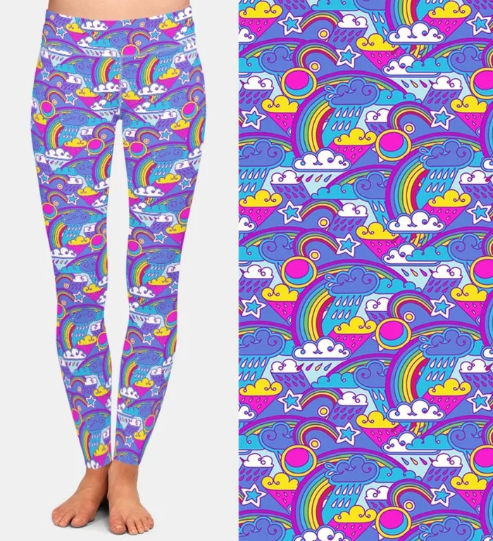 Ladies Rainbows & Rain Printed Leggings