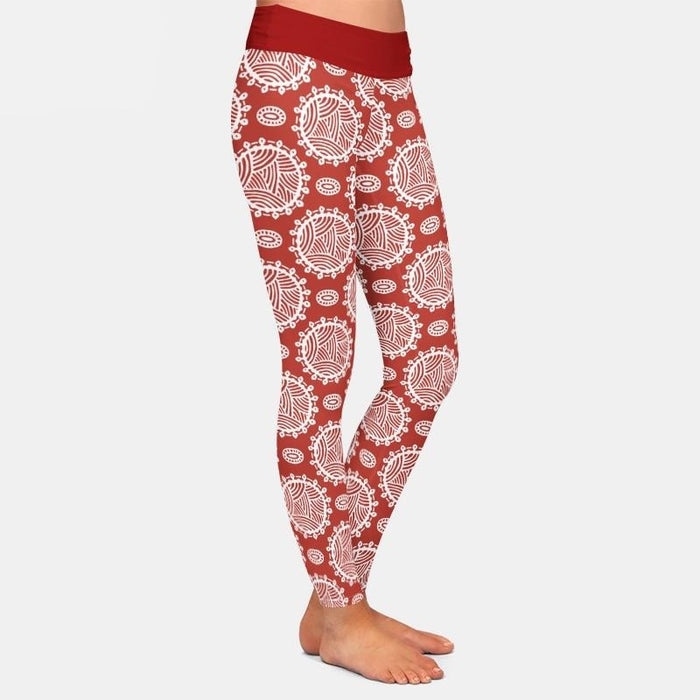 Ladies Retro Geometric Circles Printed Leggings