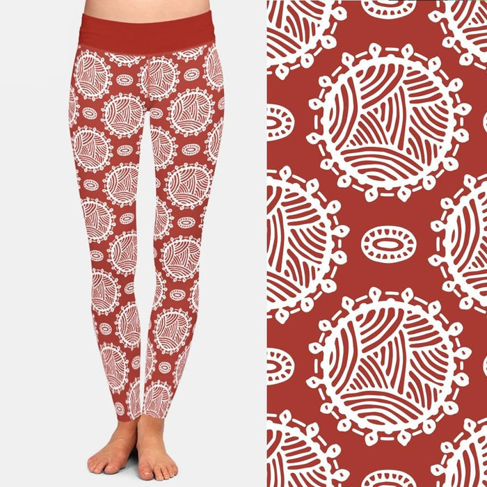 Ladies Retro Geometric Circles Printed Leggings