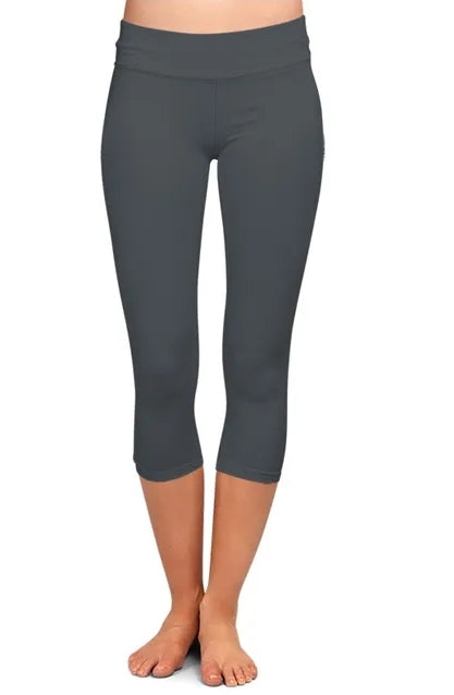 Ladies Solid Black Milk Silk Capri Leggings