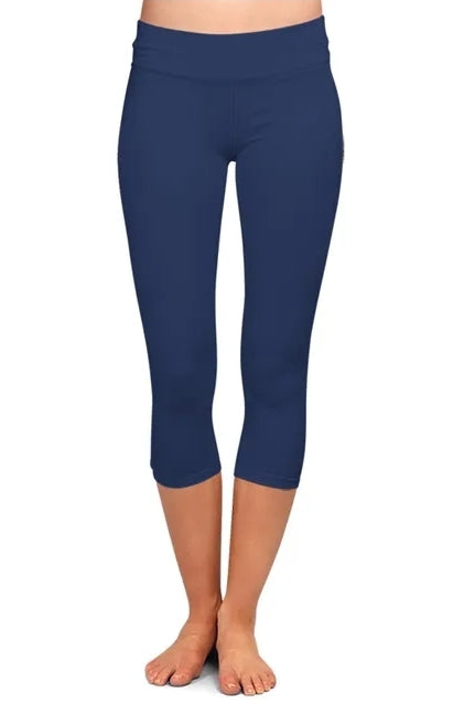 Ladies Solid Black Milk Silk Capri Leggings