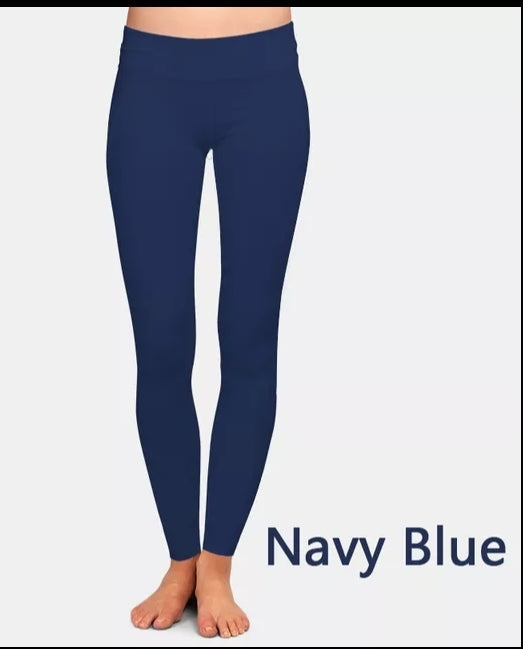 A pair of plain navy leggings