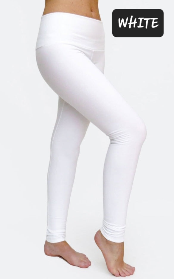 A pair of plain white leggings
