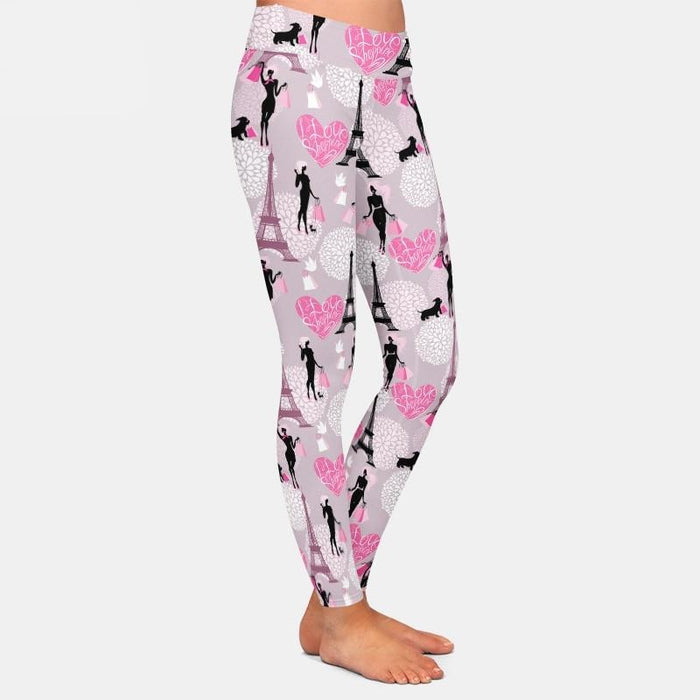 Ladies Super Soft Milk Silk Paris & Fashion Printed Leggings