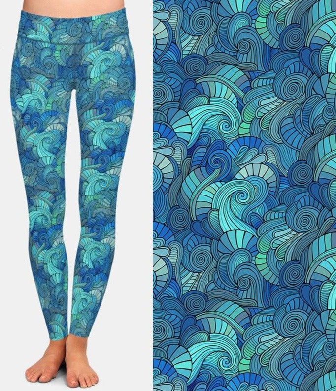 Ladies Super Soft Waves Patterned Leggings