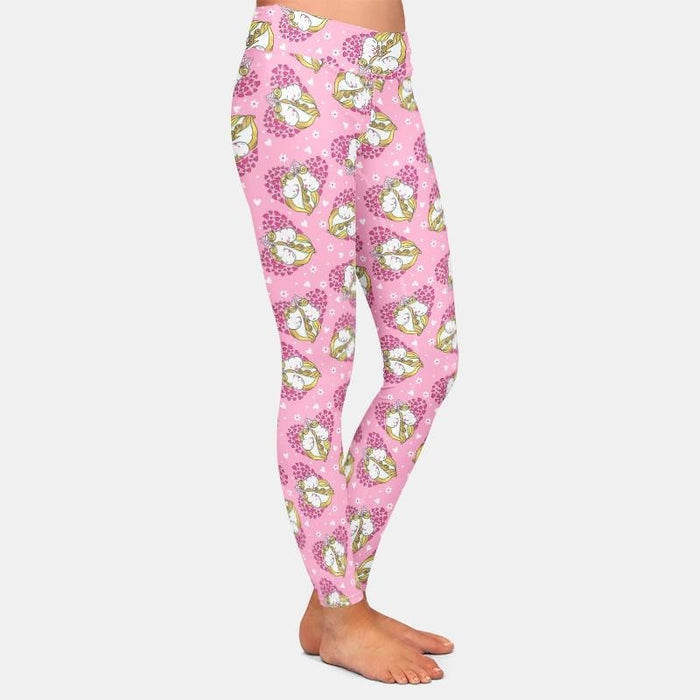 Ladies Valentine's Day Cute Unicorns Falling In Love Printed Leggings