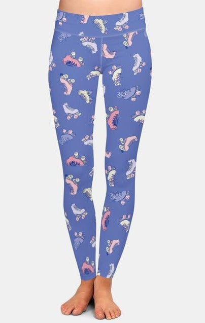 Ladies Vintage Roller Skate Design Printed Leggings