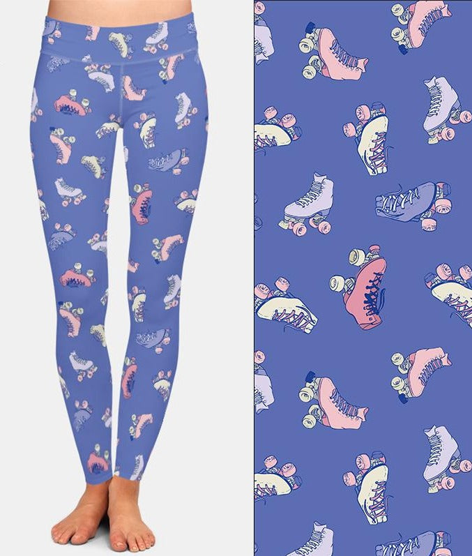 Ladies Vintage Roller Skate Design Printed Leggings