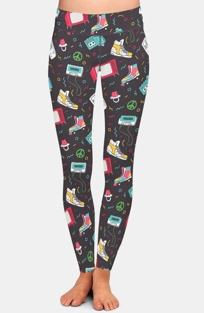 Ladies Vintage Roller Skate Design Printed Leggings