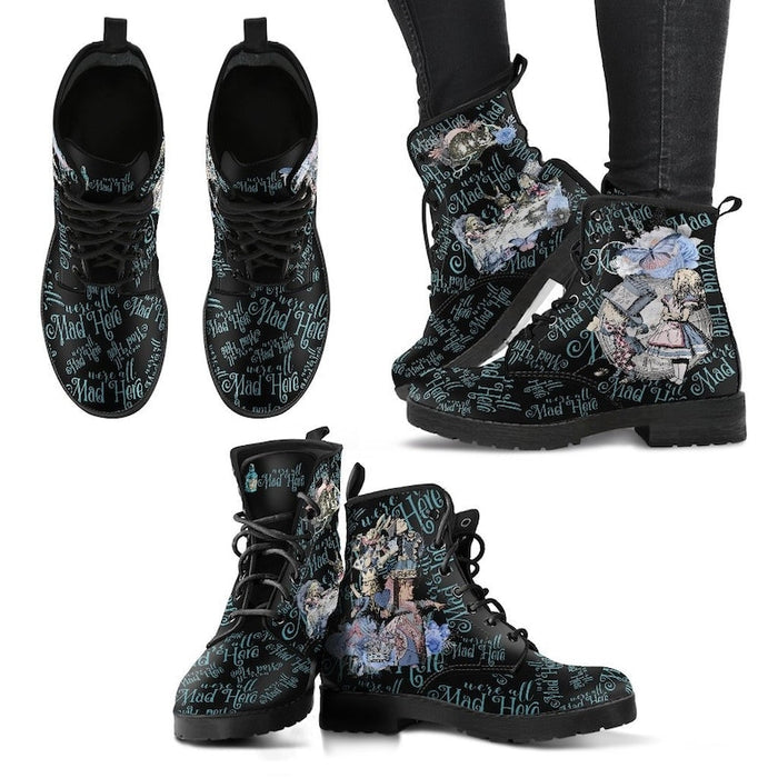 Ladies We're All Mad Here Fashion Lace-Up Boots