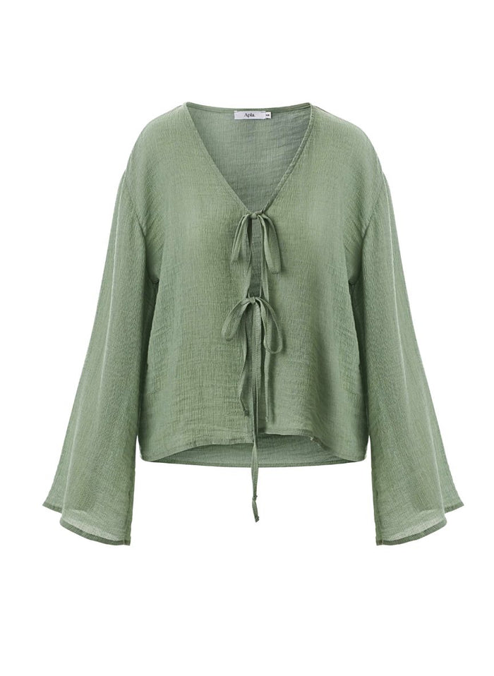 Blouses APLA Lamda Crinkled Loose Top Green Apoella
