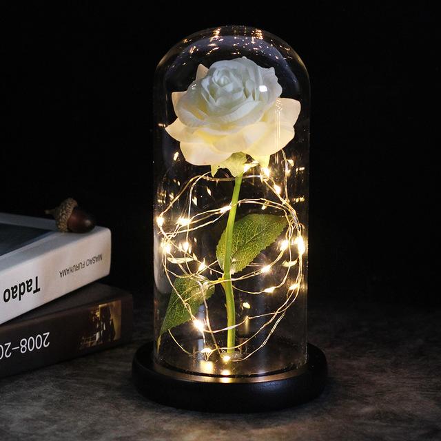 LED Enchanted Galaxy Roses With Fairy String Lights In Dome