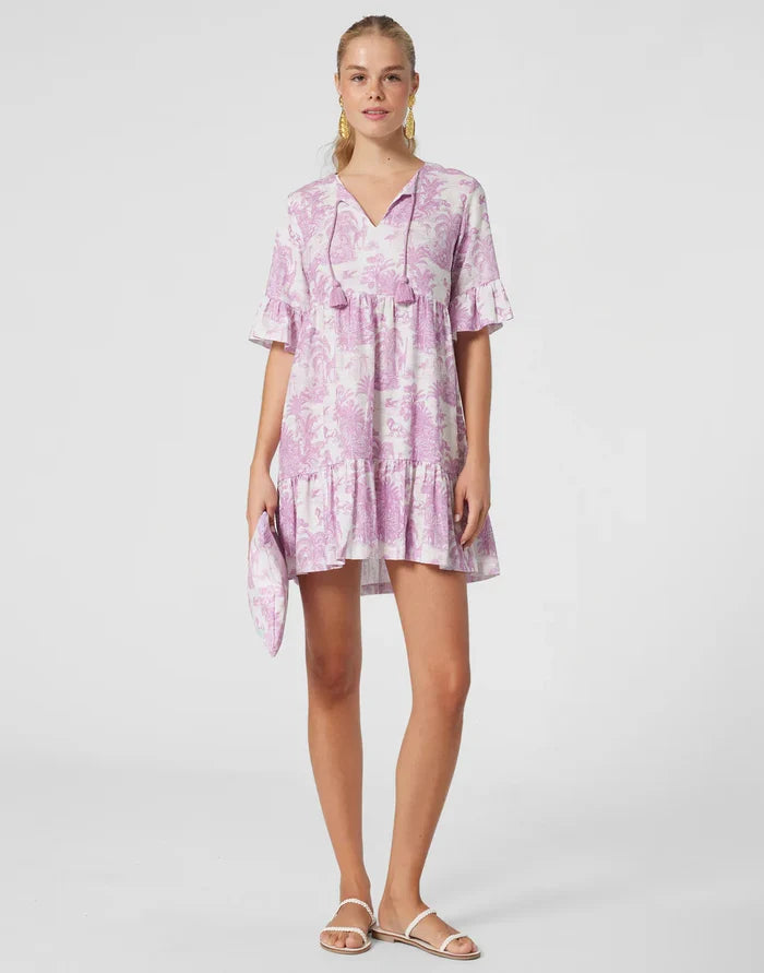 Dresses Marie Raxevsky Linen Wide Tunic Jungle Lilac S / Pink Apoella