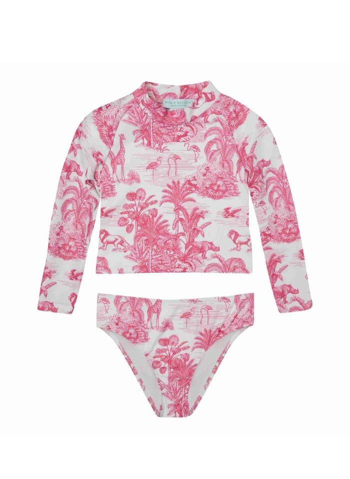 Bikini Marie Raxevsky Long Sleeve Crop Bikini Jungle Pink Apoella