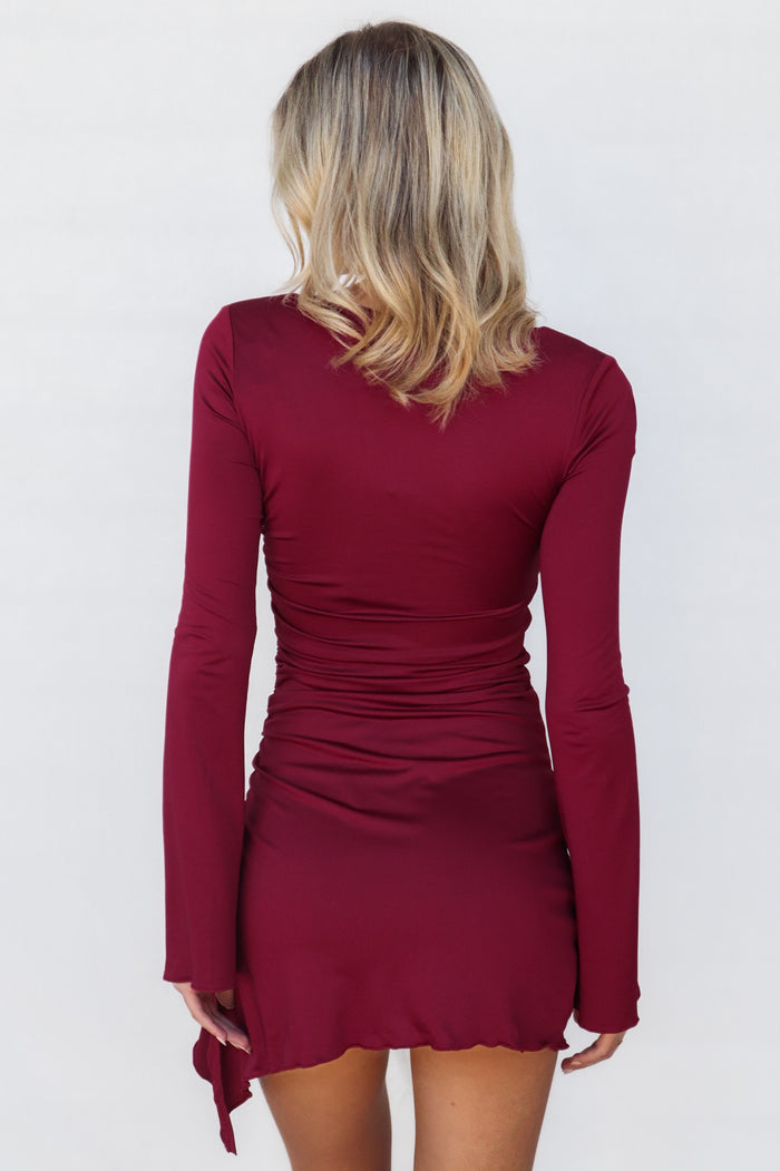 Lumi Mini Dress - Wine - Runway Goddess