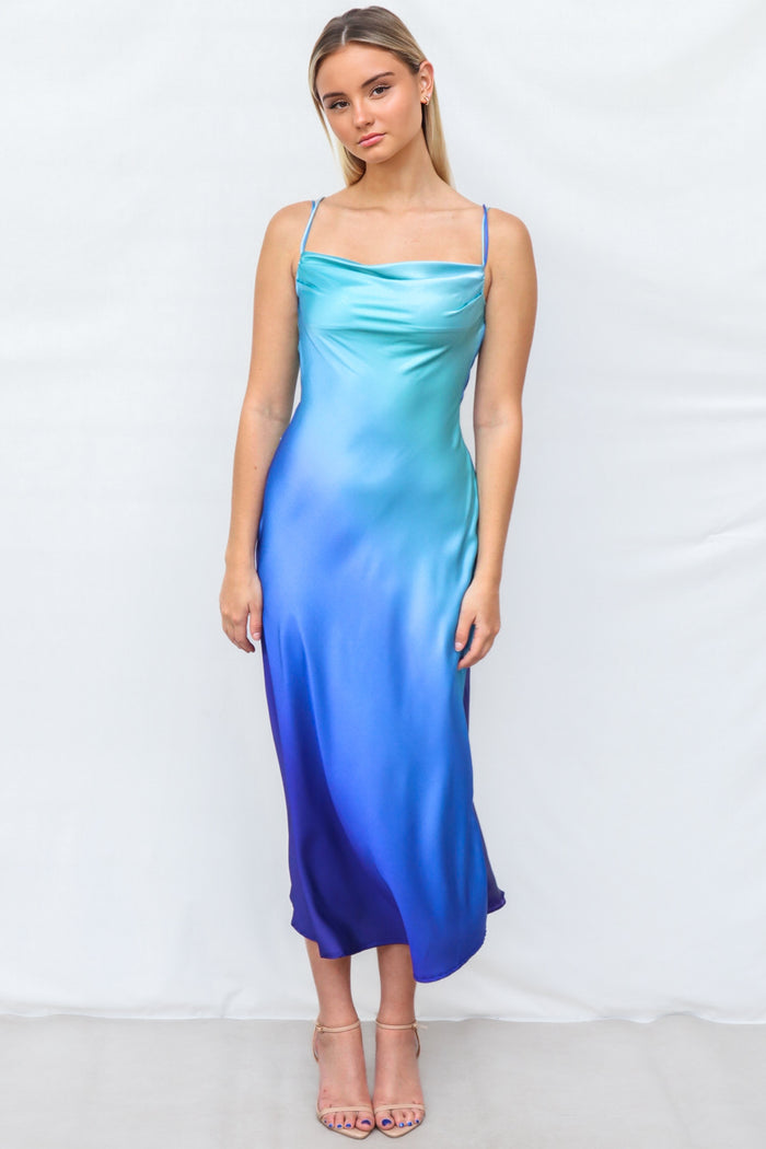 Macy Midi Dress - Blue - Runway Goddess