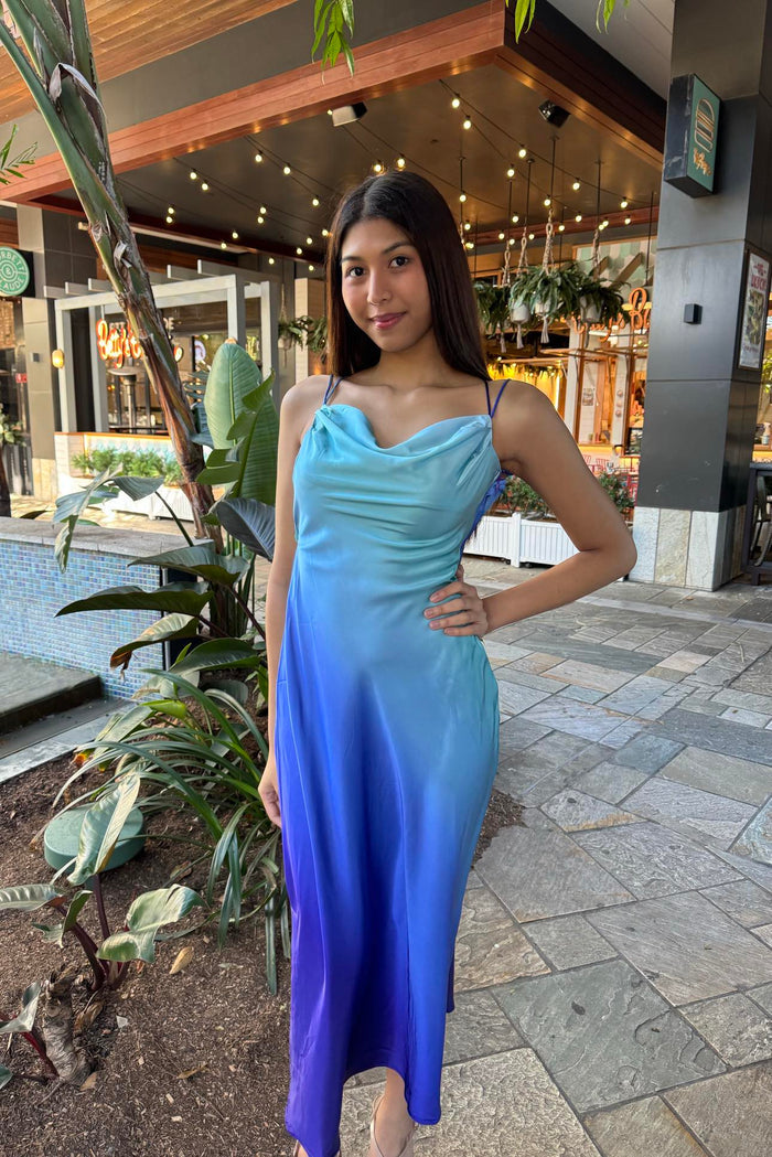 Macy Midi Dress - Blue - Runway Goddess
