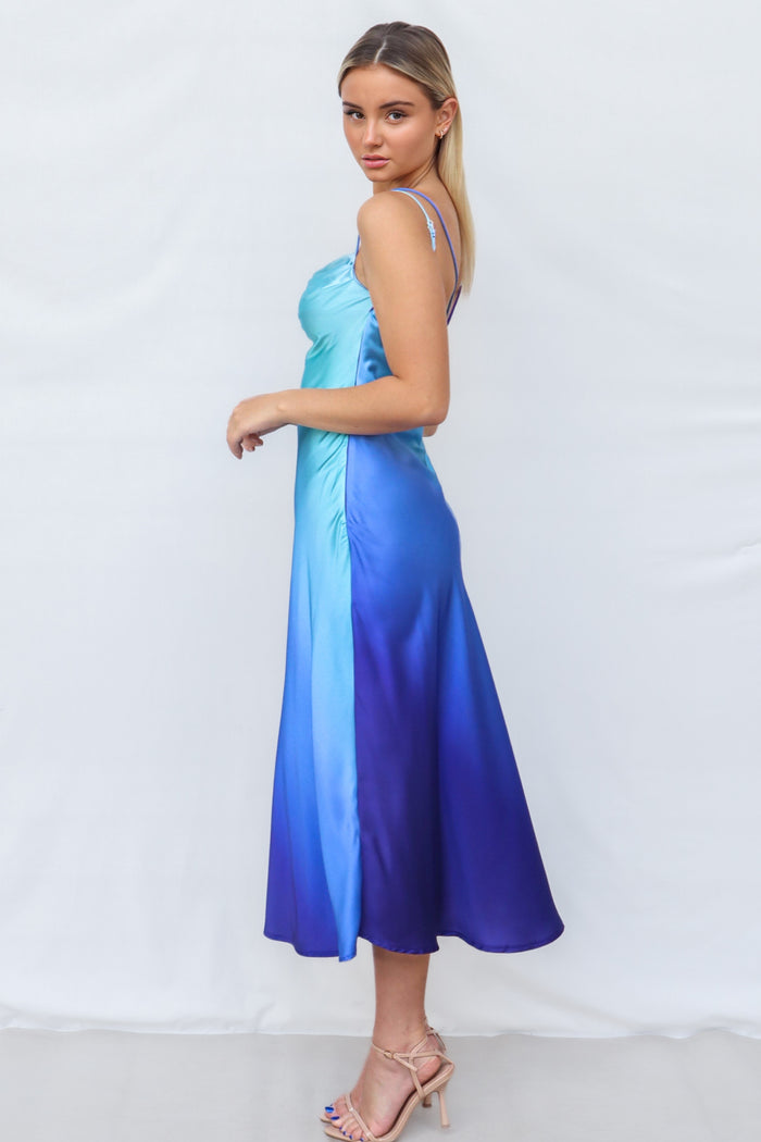 Macy Midi Dress - Blue - Runway Goddess