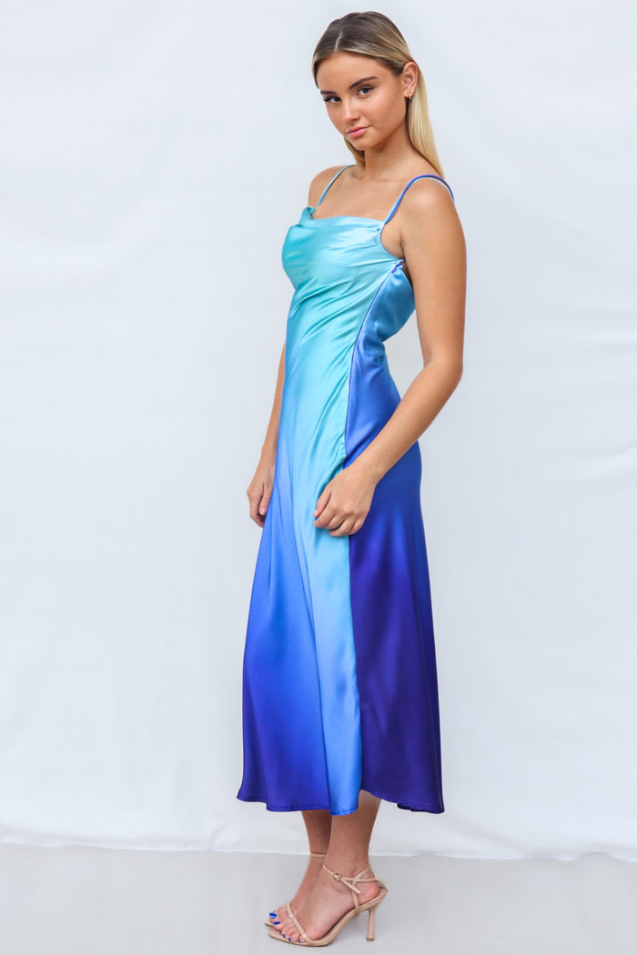 Macy Midi Dress - Blue - Runway Goddess
