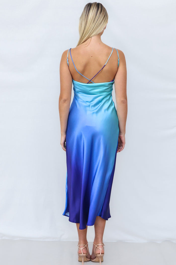 Macy Midi Dress - Blue - Runway Goddess