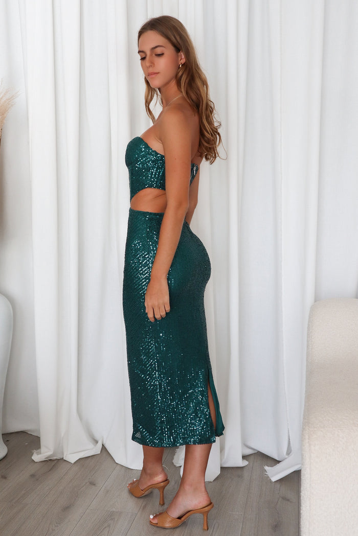 Madeline Midi Dress - Emerald - Runway Goddess