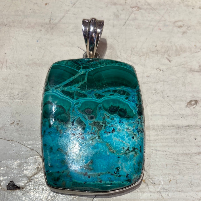 Malachite with Crysocolla pendant