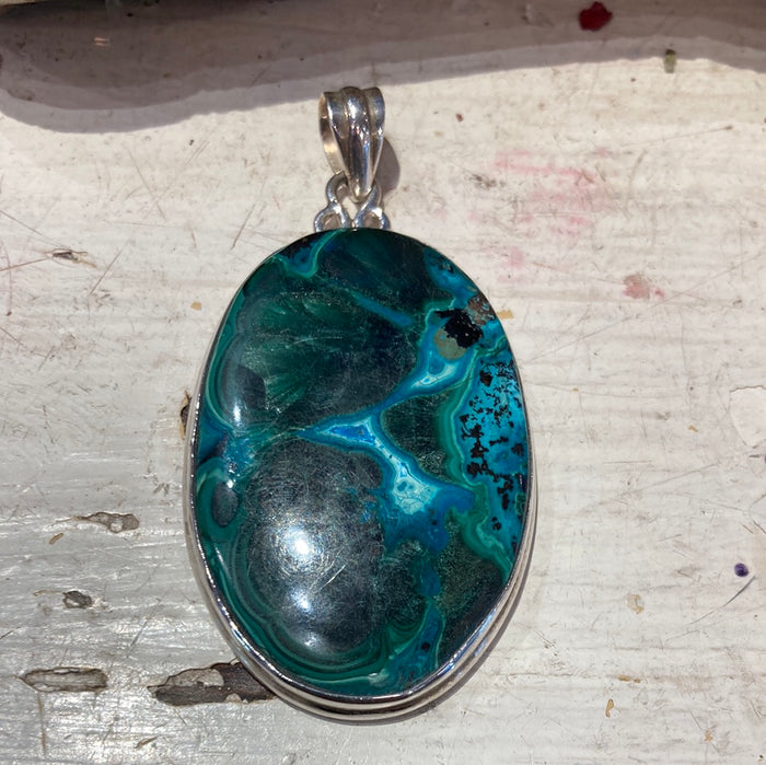 Malachite with Crysocolla pendant