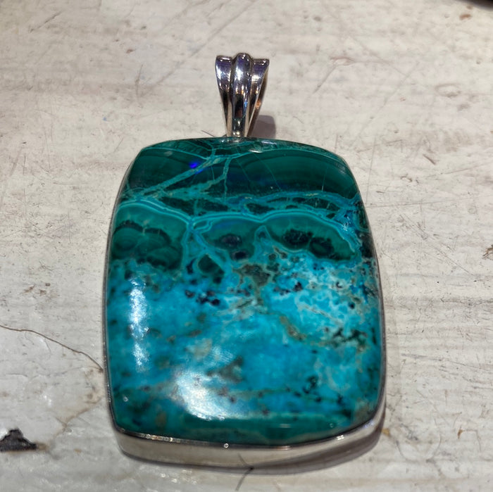 Malachite with Crysocolla pendant