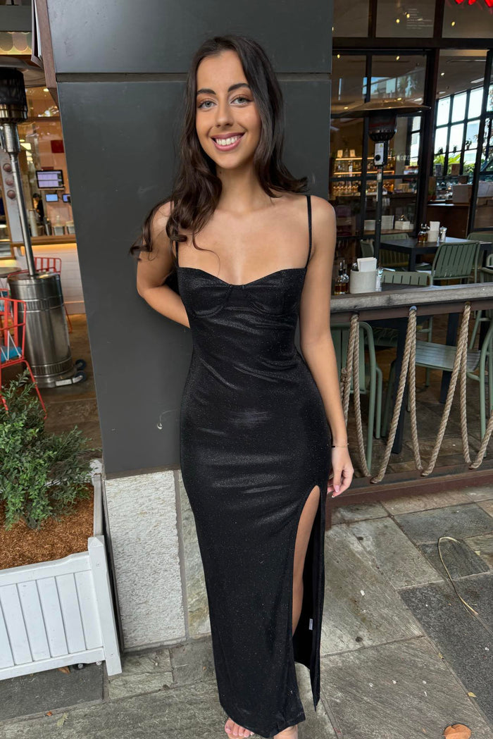 Maliyah Maxi Dress - Black Glitter - Runway Goddess