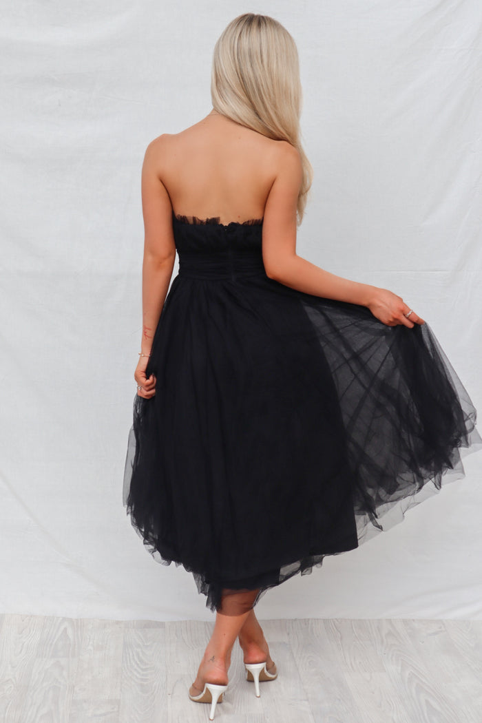 Maria Tulle Midi Dress - Black - Runway Goddess