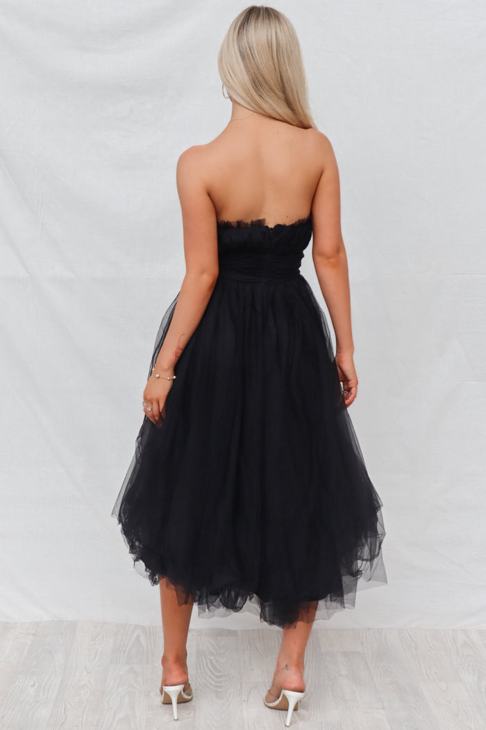 Maria Tulle Midi Dress - Black - Runway Goddess