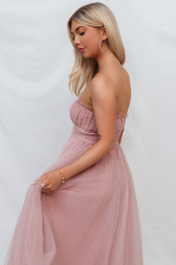 Maria Tulle Midi Dress - Blush Pink - Runway Goddess