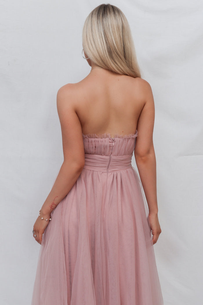 Maria Tulle Midi Dress - Blush Pink - Runway Goddess