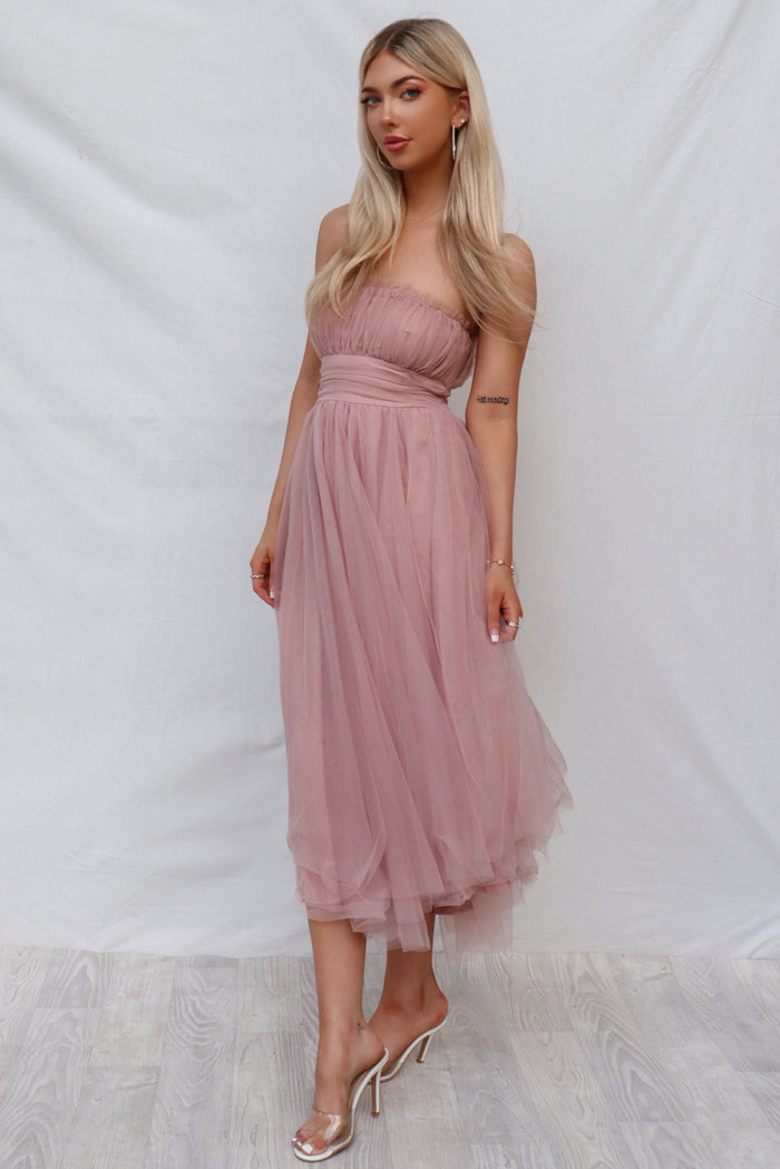 Maria Tulle Midi Dress - Blush Pink - Runway Goddess