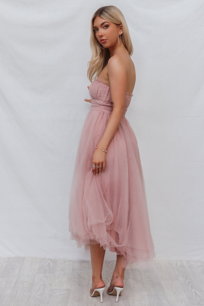 Maria Tulle Midi Dress - Blush Pink - Runway Goddess