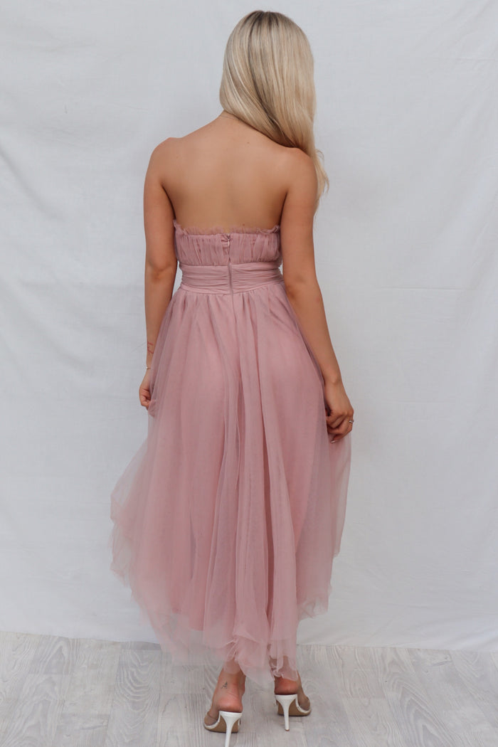Maria Tulle Midi Dress - Blush Pink - Runway Goddess