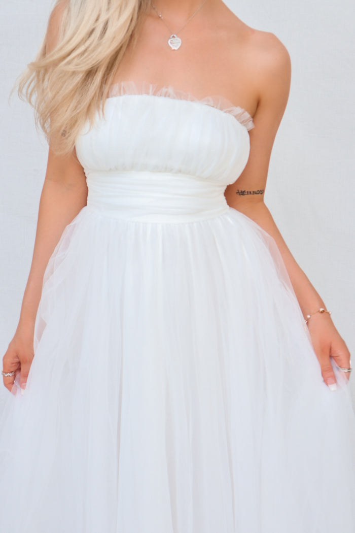 Maria Tulle Midi Dress - White - Runway Goddess